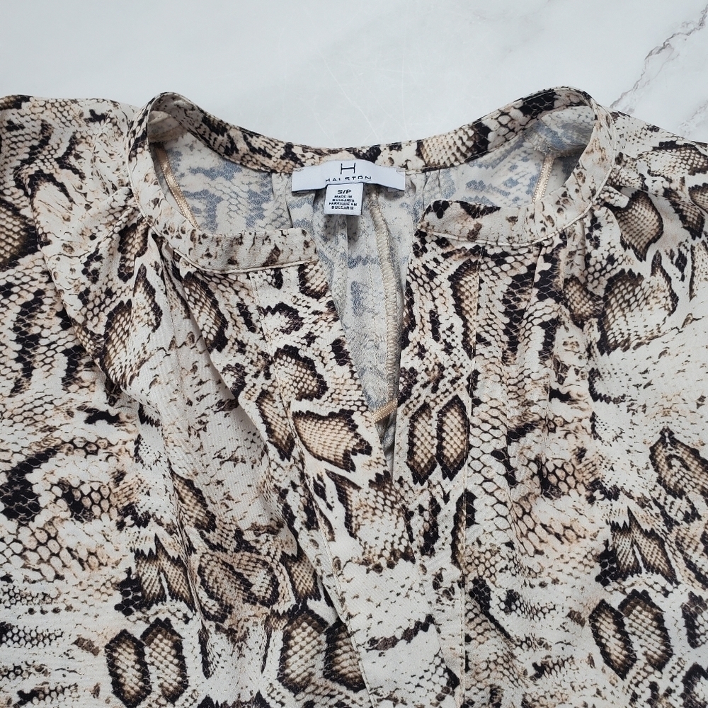 H Halston Python Snakeskin Short Sleeve Popover B… - image 4